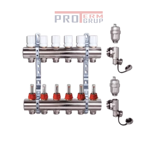 Colector complect echipat Colector in complect cu dezaerator, robinet scurgere si dop
